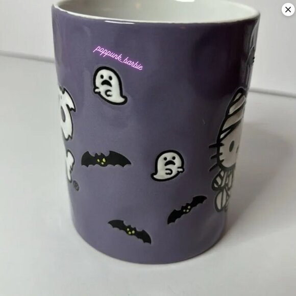 HELLO KITTY HALLOWEEN COFFEE MUG MUMMY GHOSTS & BATS PURPLE BRAND NEW SET OF 2 - Picture 5 of 6